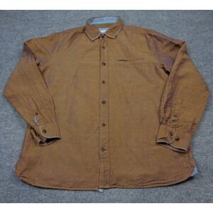 32 Bar Blues Shirt Mens L Copper Brown Blue Iridescent Button Up Linen Blend